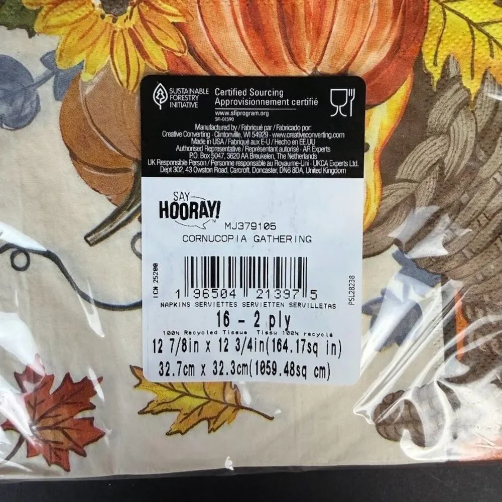 3 Packs Small Paper Plates, 4 Packs Paper Luncheon Napkins-Fall/Thanksgiving-NEW